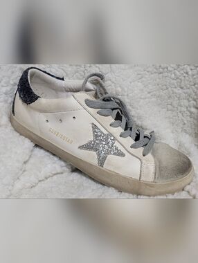 Golden Goose Superstar Sneakers EU 42 US 9 White Glitter Star Distressed Italy